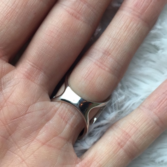 NEW Black silver Stone Statement Fashion Ring Sz 8 - Picture 4 of 5